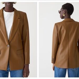 J.Crew Willa Faux Leather Blazer in Rich Coffee Color Size 12 NWT $278